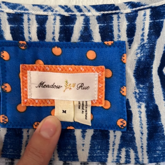 Anthropologie meadow rue sleeveless top with flowy overlay blue/white size M EUC - Picture 2 of 7